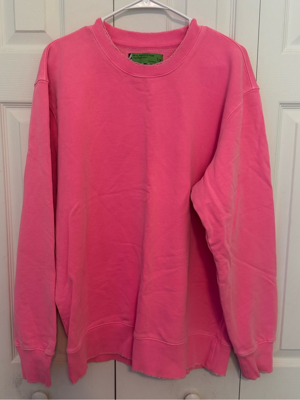 Free People X Sandrine Rose Pink Crewneck Sweatshirt, Large 100% cotton
